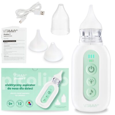 VITAMMY PICOLINO 7 Nosová elektrická odsávačka hlienov pre deti, 2 nástavce, 3 režimy – Obrázok 6