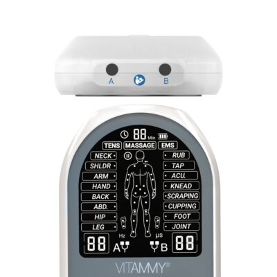 VITAMMY STIMULA Elektrostimulátor svalov, terapia TENS EMS a masáž 3 v 1 + 4 elektródy – Obrázok 5