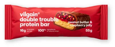 Vilgain Double Trouble Protein bar, arašidové maslo-malinový džem 55 g