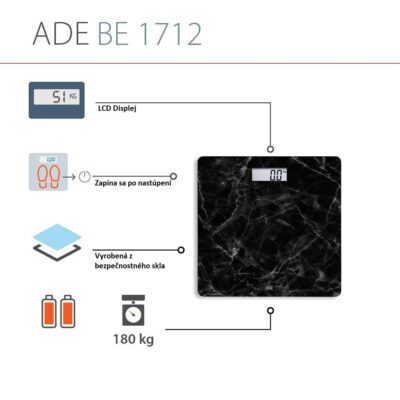 ADE BE1712 BE1711 Aurora Digitálna osobná váha z čierneho mramoru – Obrázok 2