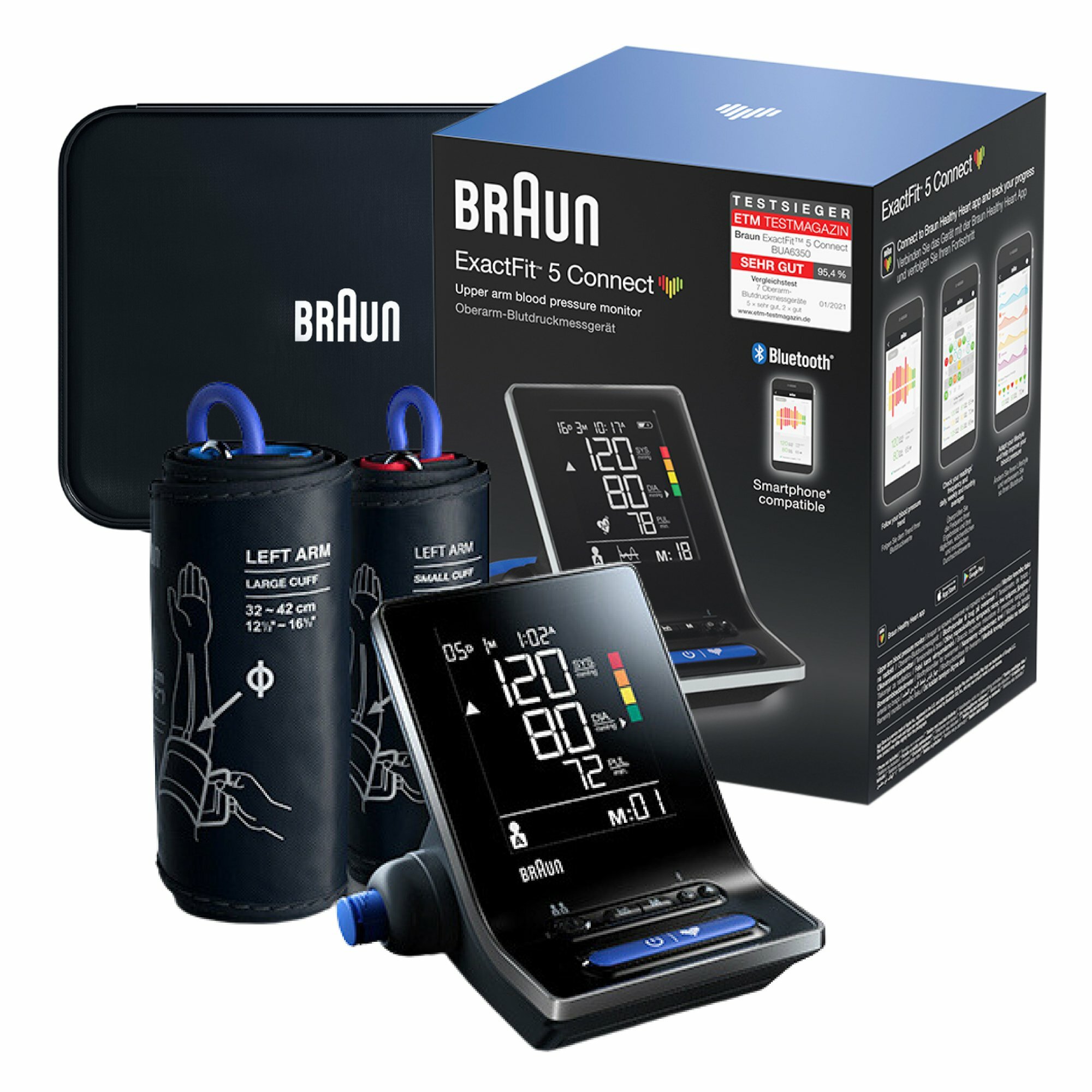 cdc432bd57fd258fe5c861ad088a9df3 Braun ExactFit 5 Connect BUA6350 Inteligentný ramenný tlakomer s Bluetooth – Obrázok 1