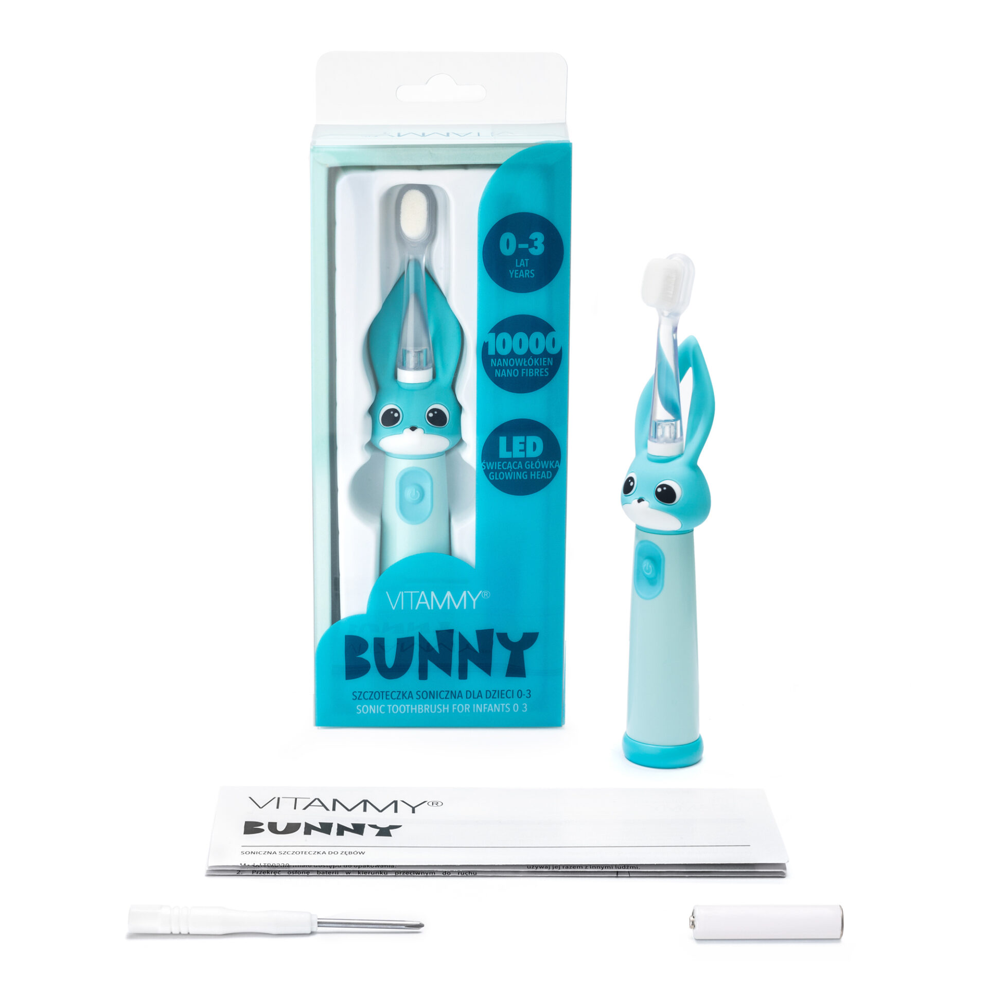VITAMMY BUNNY sonická zubná kefka pre deti 0–3 roky s LED svetlom – Obrázok 4