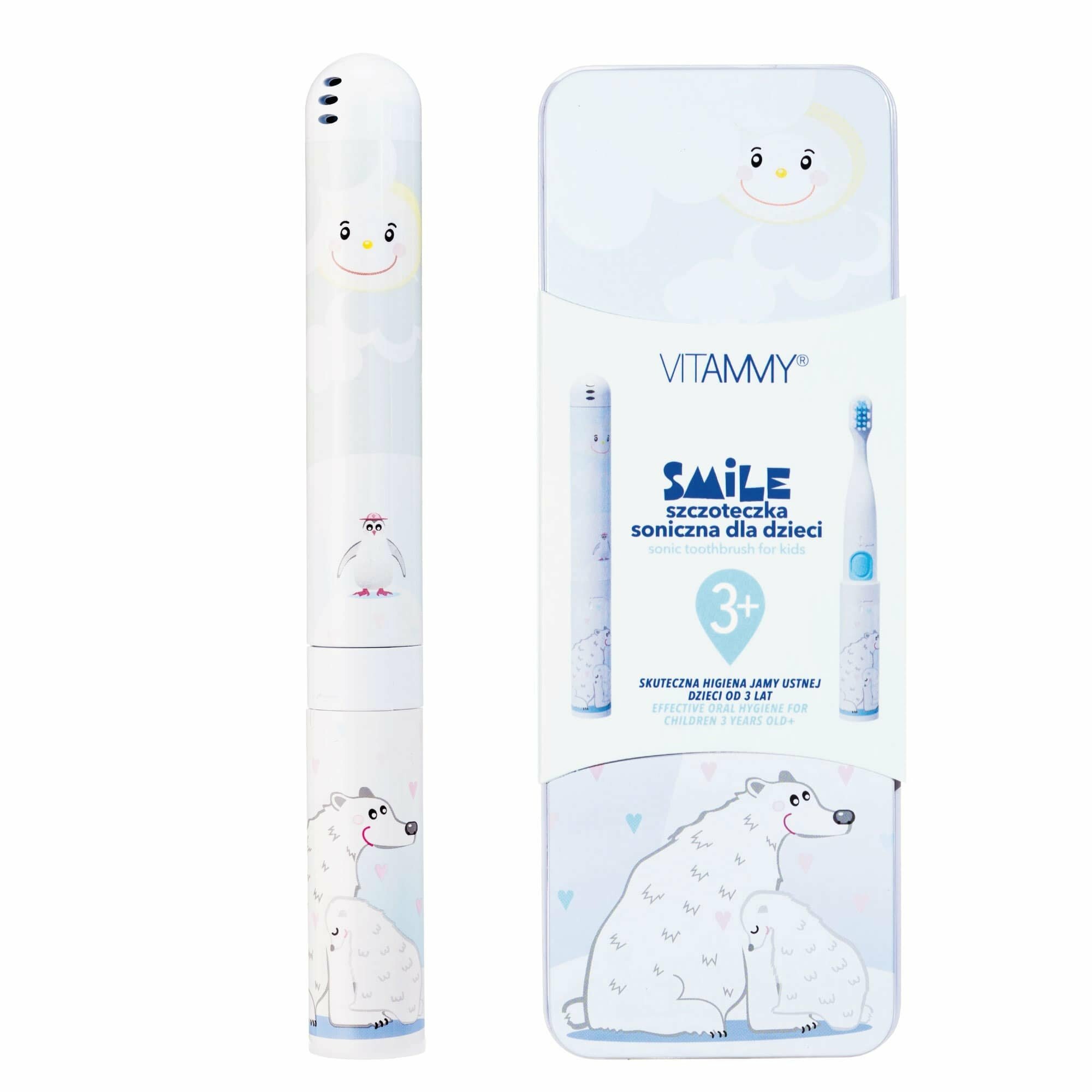 df051437123f9f57868105a9c36e63c0 VITAMMY SMILE detská sonická zubná kefka Ľadový medveď, od 3 rokov – Obrázok 1