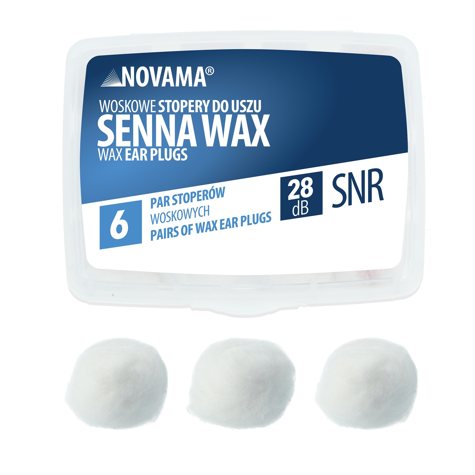 e118e6900b5344814880c88ac3abbf95 NOVAMA Senna Wax Tvarovateľné voskové zátky do uší na spanie, 6 párov v puzdre – Obrázok 1