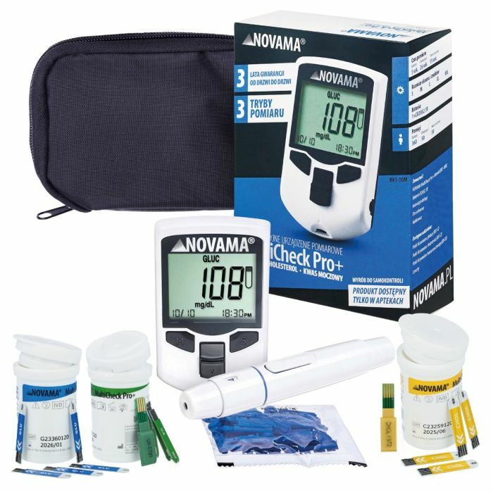 e361a311e13bc8bcc2bdce5f376595ad NOVAMA MULTICHECK PRO+ Merací prístroj + prúžky (glukóza, cholesterol, kyselina močová) – Obrázok 1
