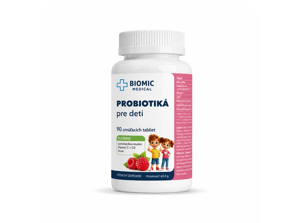 224_probiotika-pre-deti BIOMIC MEDICAL Probiotiká pre deti na cmúľanie 90 tabliet – Obrázok 1