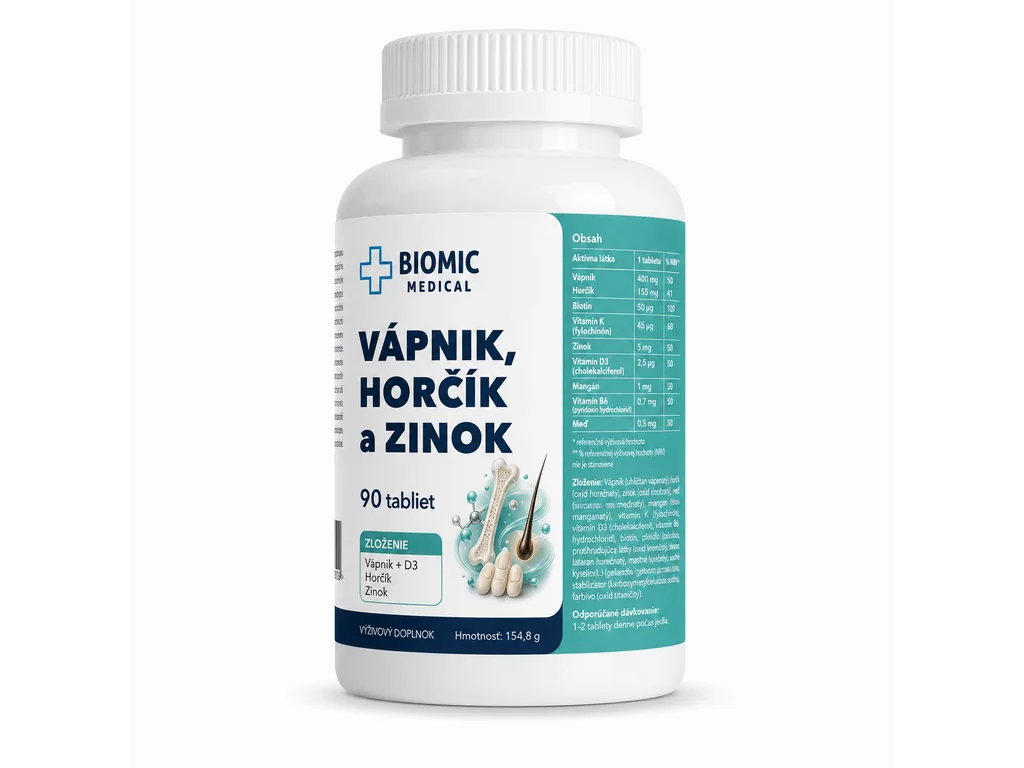 239_vapnik-horcik-zinok BIOMIC MEDICAL Vápnik, horčík, zinok 90 kapsúl – Obrázok 1