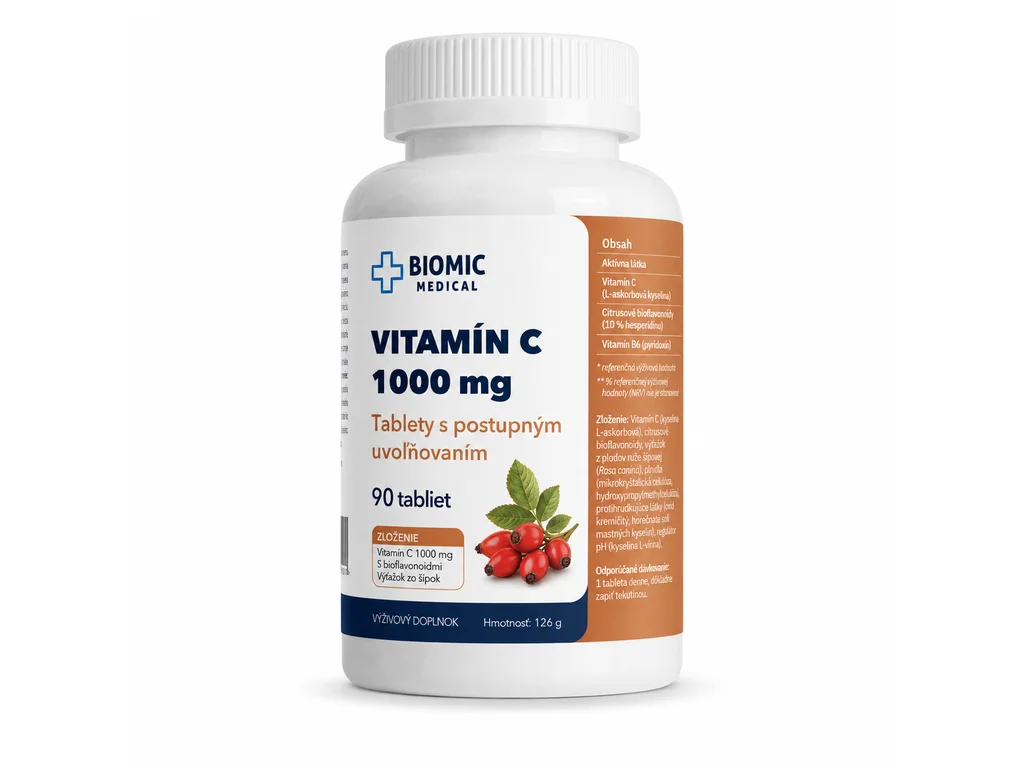 242_vitamin-c-1000mg BIOMIC MEDICAL Vitamín C so šípkami 1000mg 90 tabliet – Obrázok 1