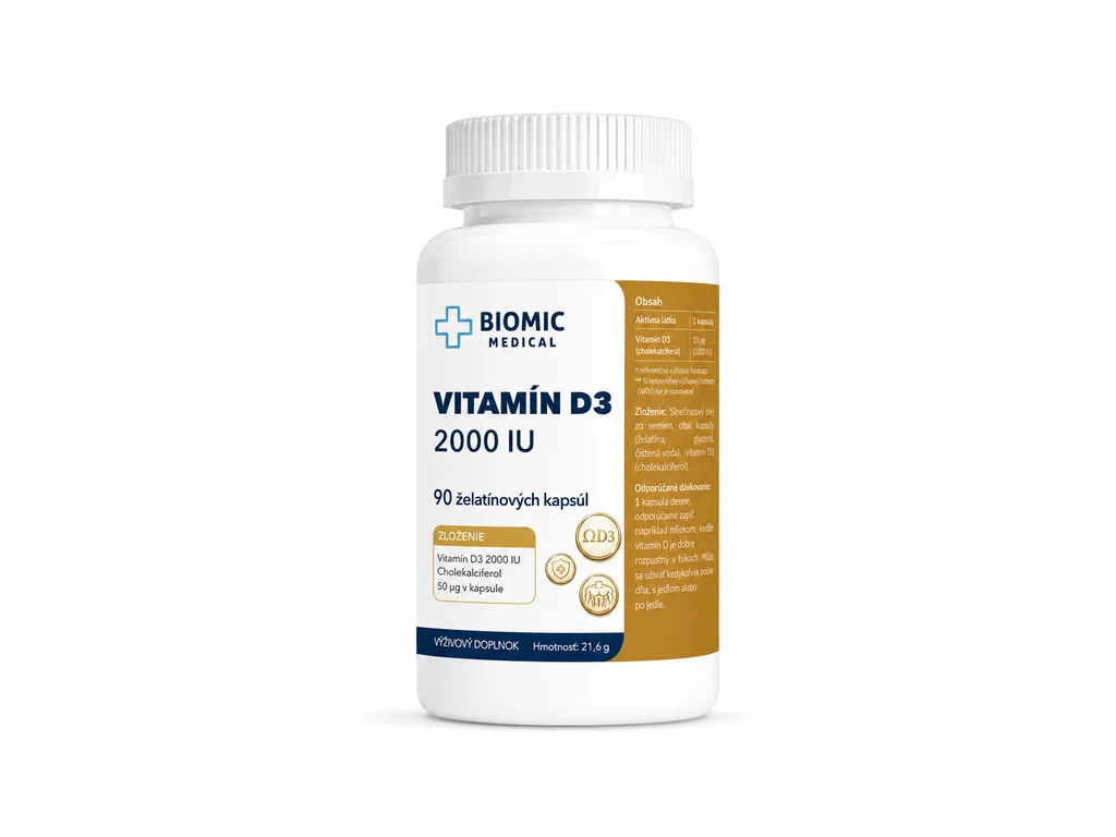 248-1_vitamin-d3 BIOMIC MEDICAL Vitamín D3 2000 IU 90 kapsúl – Obrázok 1