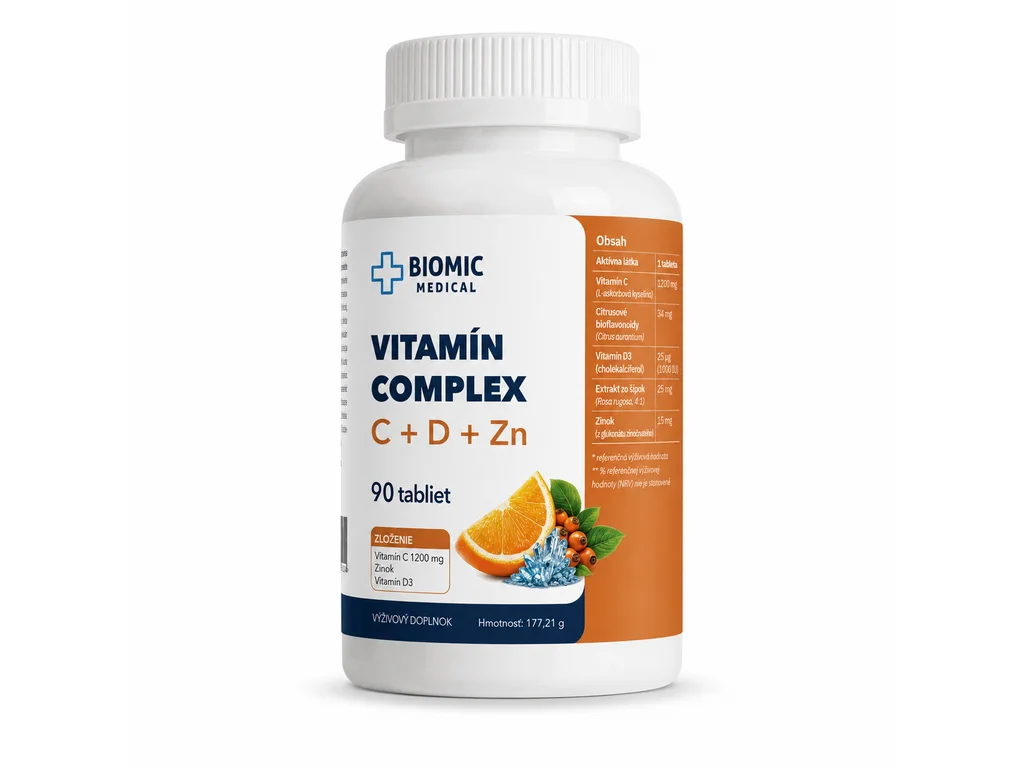251_vitamin-c-1200mg BIOMIC MEDICAL Vitamín complex C+D+Zn 90 kapsúl – Obrázok 1