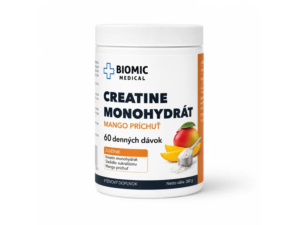 260_creatine-mango BIOMIC MEDICAL Kreatín monohydrát MANGO 360 g – Obrázok 1