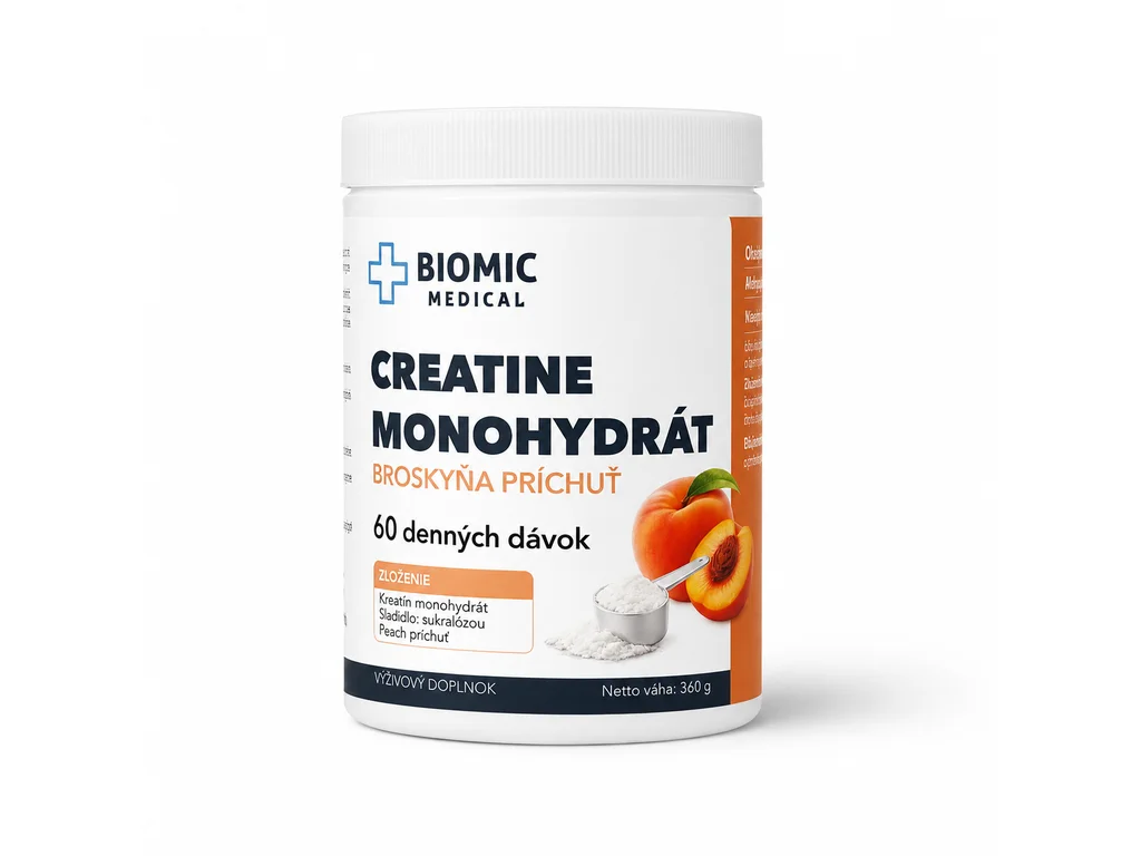 263_creatine-broskyna BIOMIC MEDICAL Kreatín monohydrát BROSKYŇA 360 g – Obrázok 1