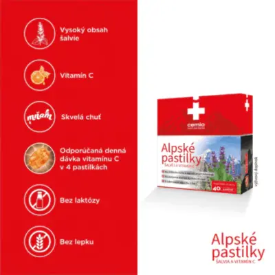 Cemio Alpské pastilky Šalvia a vitamín C 40 ks – Obrázok 4