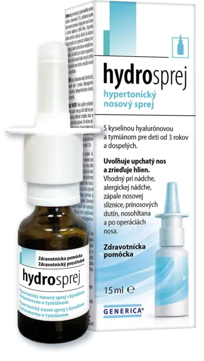 GENERICA Hydrosprej 3 % hypertonický nosový sprej s kyselinou hyalurónovou a tymiánom 15 ml