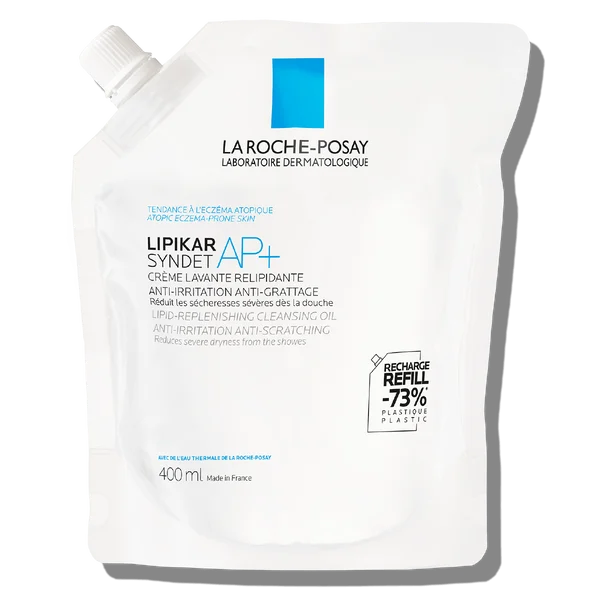 la-roche-posay-pack-front-lipikar-Syndet-Refill LA ROCHE-POSAY LIPIKAR SYNDET AP+ krémový sprchový gél, náhradná náplň 400 ml – Obrázok 1