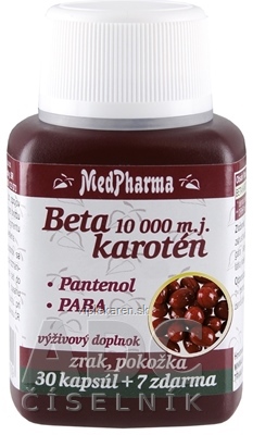 MedPharma BETAKAROTÉN 10 000 m.j.+Pantenol+PABA cps 30+7 zadarmo (37 ks) MedPharma BETAKAROTÉN 10 000 m.j.+Pantenol+PABA cps 30+7 zadarmo (37 ks) – Obrázok 1