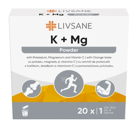 118772 LIVSANE K + Mg Draslík a Horčík vrecúška s pomarančovou príchuťou 20 ks – Obrázok 1