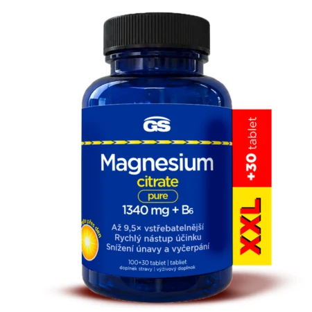 118819 GS Magnesium Citrate Pure 1340 mg + B6 XXL 130 tabliet – Obrázok 1