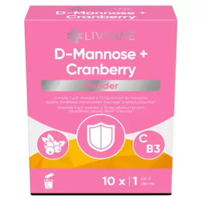 LIVSANE D-Mannose + Cranberry prášok vo vrecúškach 10 x 2,7 g