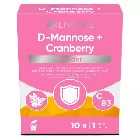 121699 LIVSANE D-Mannose + Cranberry prášok vo vrecúškach 10 x 2,7 g – Obrázok 1