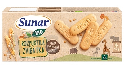 Sunar BIO SUŠIENKY Roztopašné zvieratká ľahko rozpustné (od ukonč. 6. mesiaca) 4x40 g (160 g)