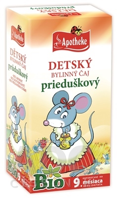 APOTHEKE BIO DETSKÝ BYLINNÝ ČAJ PRIEDUŠKOVÝ nálevové vrecká (od ukončeného 9. mesiaca) 20x1,5 g (30 g) APOTHEKE BIO DETSKÝ BYLINNÝ ČAJ PRIEDUŠKOVÝ 20x1,5 g – Obrázok 1