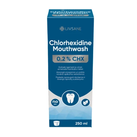 2_210785 LIVSANE Ústna voda s obsahom 0,2 % chlórhexidínu 250 ml – Obrázok 1