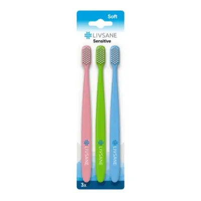 LIVSANE Zubná kefka Sensitive Soft 3 ks