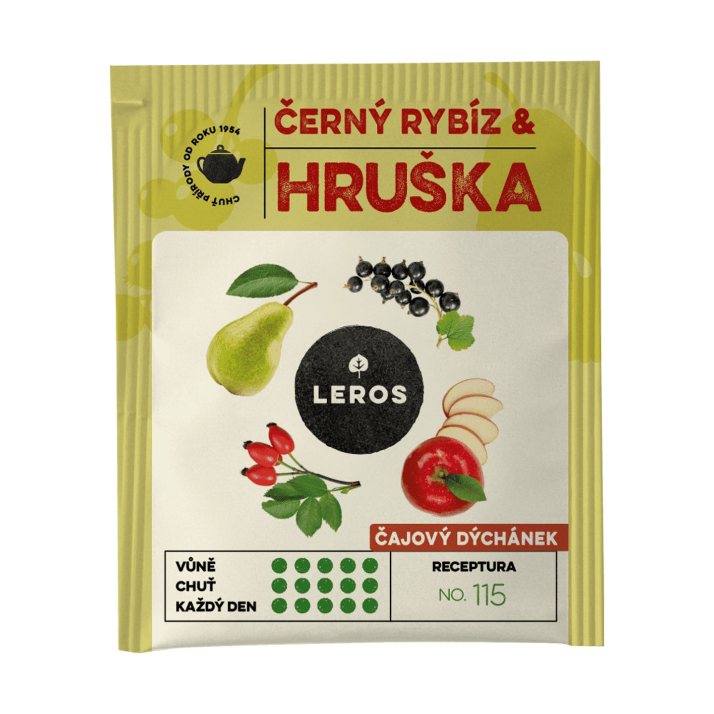 LEROS Čajová chvíľka ČIERNA RÍBEZĽA & HRUŠKA ovocný čaj 20 x 2,5 g – Obrázok 2