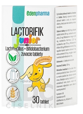EDENPharma LACTOBIFIK Junior žuvacie tablety, príchuť pomaranč 1x30 ks