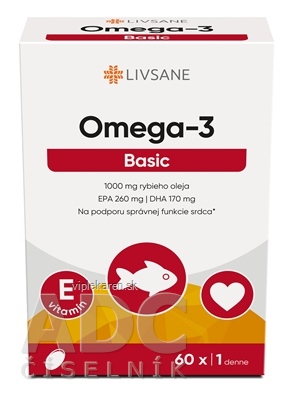 LIVSANE Omega-3 Basic cps 1x60 ks LIVSANE Omega-3 Basic 60 kapsúl – Obrázok 1