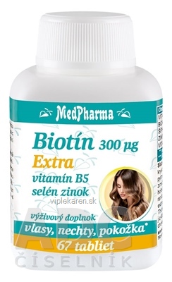 MedPharma BIOTÍN 300 µg Extra tbl (vlasy, nechty, pokožka) 1x67 ks MedPharma BIOTÍN 300 µg Extra tbl (vlasy, nechty, pokožka) 1x67 ks – Obrázok 1