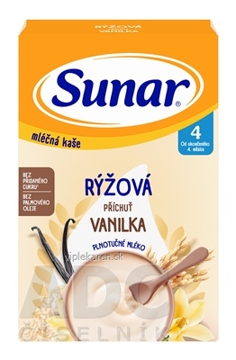 Sunar mliečna KAŠA RYŽOVÁ príchuť vanilka (od ukonč. 4. mesiaca) 1x210 g