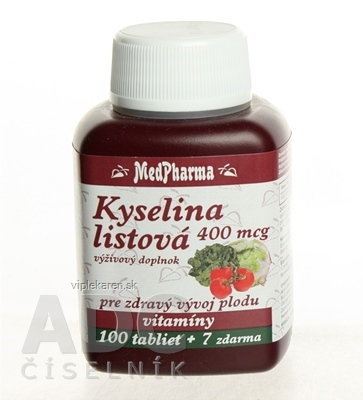 MedPharma KYSELINA LISTOVÁ 400 mcg tbl 100+7 zadarmo (107 ks) MedPharma KYSELINA LISTOVÁ 400 mcg tbl 100+7 zadarmo (107 ks) – Obrázok 1