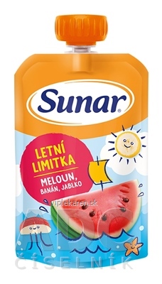 Sunar Jablko Vodný melón Banán ovocný príkrm, kapsička (od ukonč. 6. mesiaca) 1x100 g