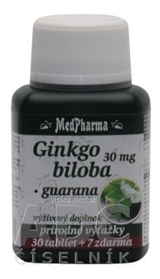 MedPharma GINKGO BILOBA + GUARANA tbl 30+7 zadarmo (37 ks) MedPharma GINKGO BILOBA + GUARANA tbl 30+7 zadarmo (37 ks) – Obrázok 1