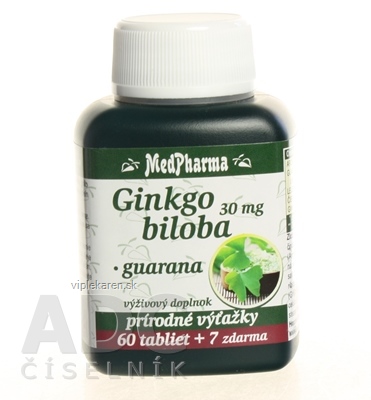 MedPharma GINKGO BILOBA + GUARANA tbl 60+7 zadarmo (67 ks) MedPharma GINKGO BILOBA + GUARANA tbl 60+7 zadarmo (67 ks) – Obrázok 1