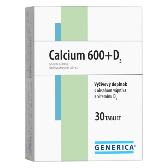 63855 GENERICA Calcium 600 + D3 30 tabliet – Obrázok 1