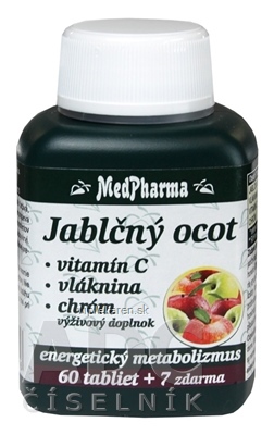 MedPharma JABLČNÝ OCOT, VIT C, VLÁKNINA, CHRÓM tbl 60+7 zadarmo (67 ks) MedPharma Jablčný ocot, vitamín C, vláknina, chróm 67 tabliet – Obrázok 1