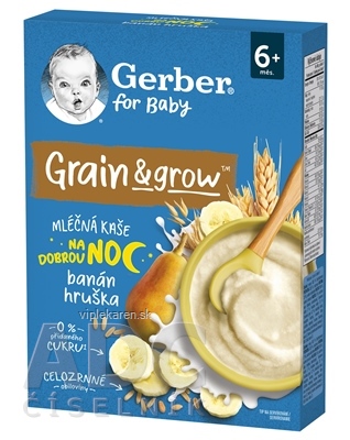 Gerber for Baby Mliečna KAŠA Pšenično-ovsená banán a hruška, na dobrú noc (od ukonč. 6. mesiaca) 1x200 g Gerber for Baby Mliečna KAŠA Pšenično-ovsená banán a hruška, na dobrú noc (od ukonč. 6. mesiaca) 1x200 g – Obrázok 1
