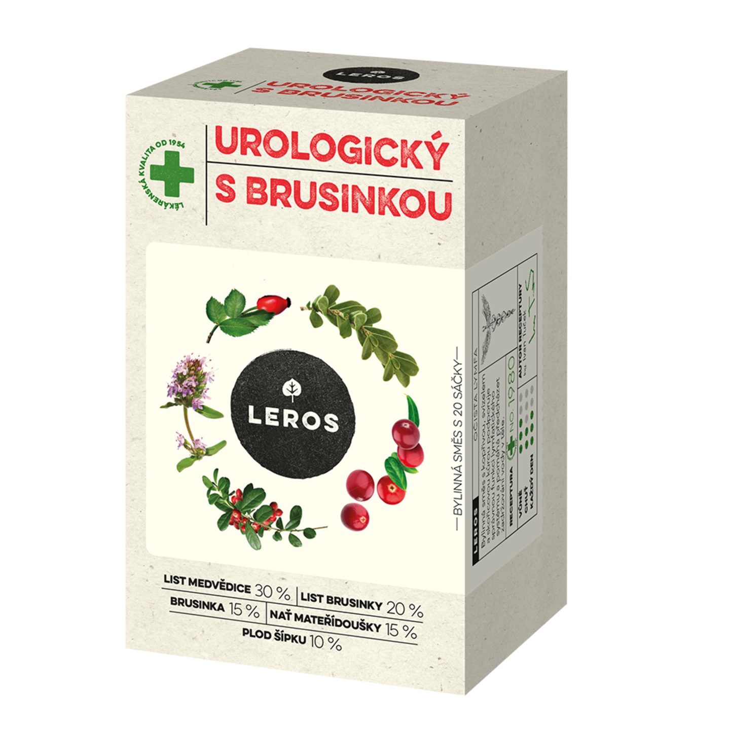 LEROS UROLOGICKÝ ČAJ S BRUSNICOU bylinná čajová zmes 20 x 1,5 g
