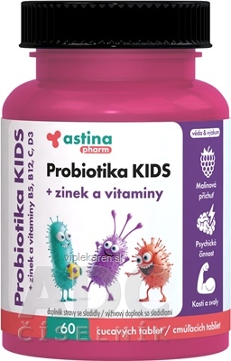 Astina Pharm Probiotika KIDS + zinok a vitamíny cmúľacie tablety, príchuť malina 1x60 ks Astina Pharm Probiotika KIDS + zinok a vitamíny cmúľacie tablety, príchuť malina 1x60 ks – Obrázok 1