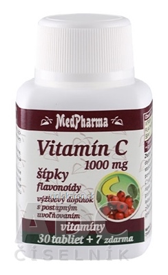 MedPharma VITAMÍN C 1000 mg so šípkami tbl (s postupným uvoľňovaním) (30+7 zadarmo) 1x37 ks MedPharma VITAMÍN C 1000 mg so šípkami tbl (s postupným uvoľňovaním) (30+7 zadarmo) 1x37 ks – Obrázok 1