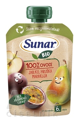 Sunar BIO Jablko Hruška Marakuja 100% ovocia, kapsička (od ukonč. 6. mesiaca) 1x100 g