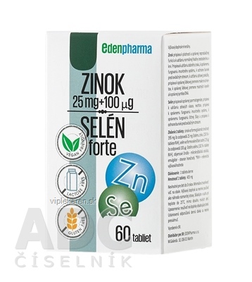 EDENPharma ZINOK 25 mg + SELÉN 100 µg forte tbl 1x60 ks
