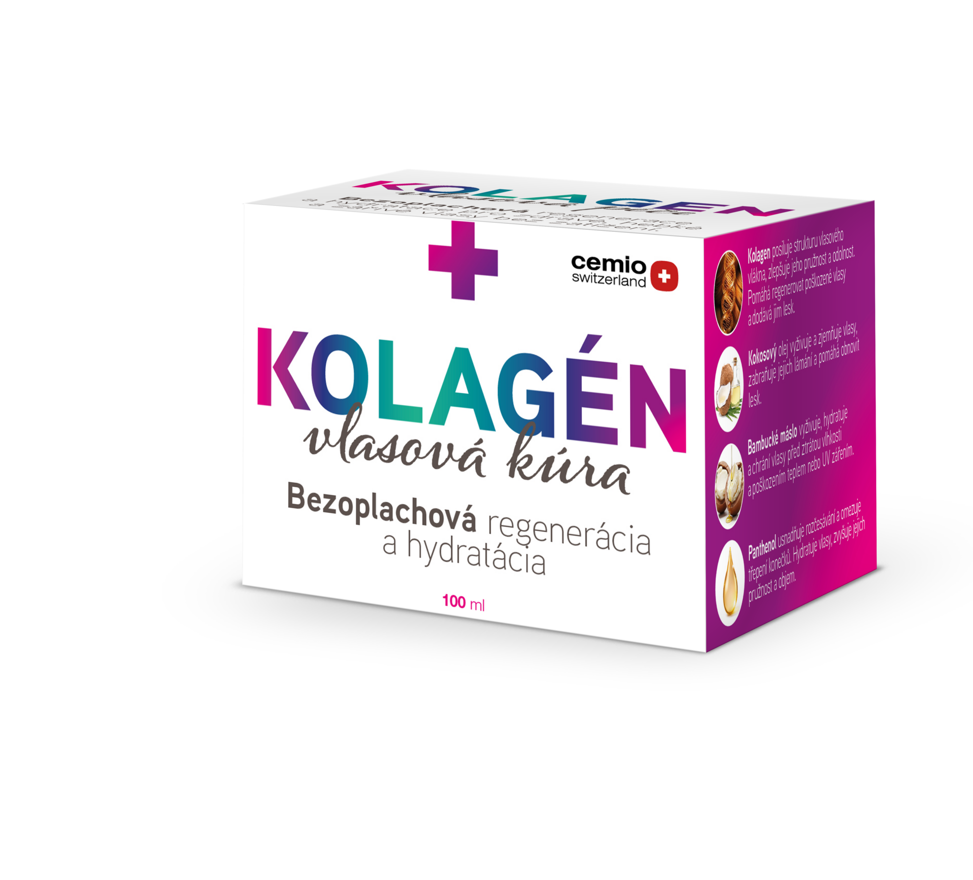 8595693302309 Cemio KOLAGÉN bezoplachová vlasová kúra 100 ml – Obrázok 1