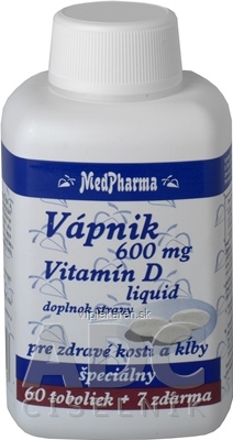 MedPharma VÁPNIK 600 mg + Vitamín D liq. cps 60+7 zadarmo (67 ks) MedPharma VÁPNIK 600 mg + Vitamín D liq. cps 60+7 zadarmo (67 ks) – Obrázok 1
