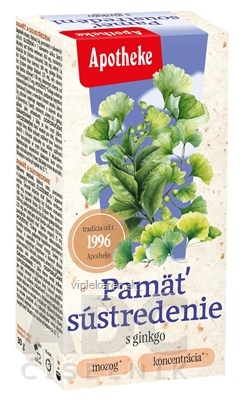 APOTHEKE PAMÄŤ A SÚSTREDENIE s ginkgo bylinná zmes v nálevových vreckách 20x1,5 g (30 g) APOTHEKE PAMÄŤ A SÚSTREDENIE s ginkgo bylinná zmes 20x1,5 g – Obrázok 1
