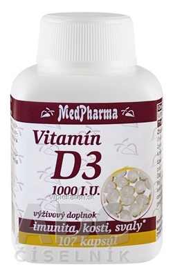 MedPharma Vitamín D3 1000 I.U. cps 1x107 ks MedPharma Vitamín D3 1000 I.U. cps 1x107 ks – Obrázok 1