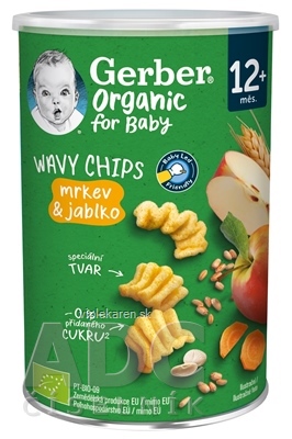 Gerber Organic WAVY CHIPS mrkva & jablko (od 12 mesiaca) 1x35 g Gerber Organic WAVY CHIPS mrkva & jablko (od 12 mesiaca) 1x35 g – Obrázok 1